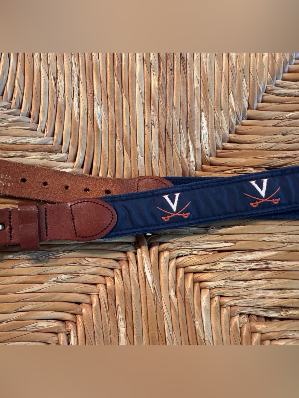 Leather Man Ltd UVA Virginia Cavaliers Ribbon Belt Size 34